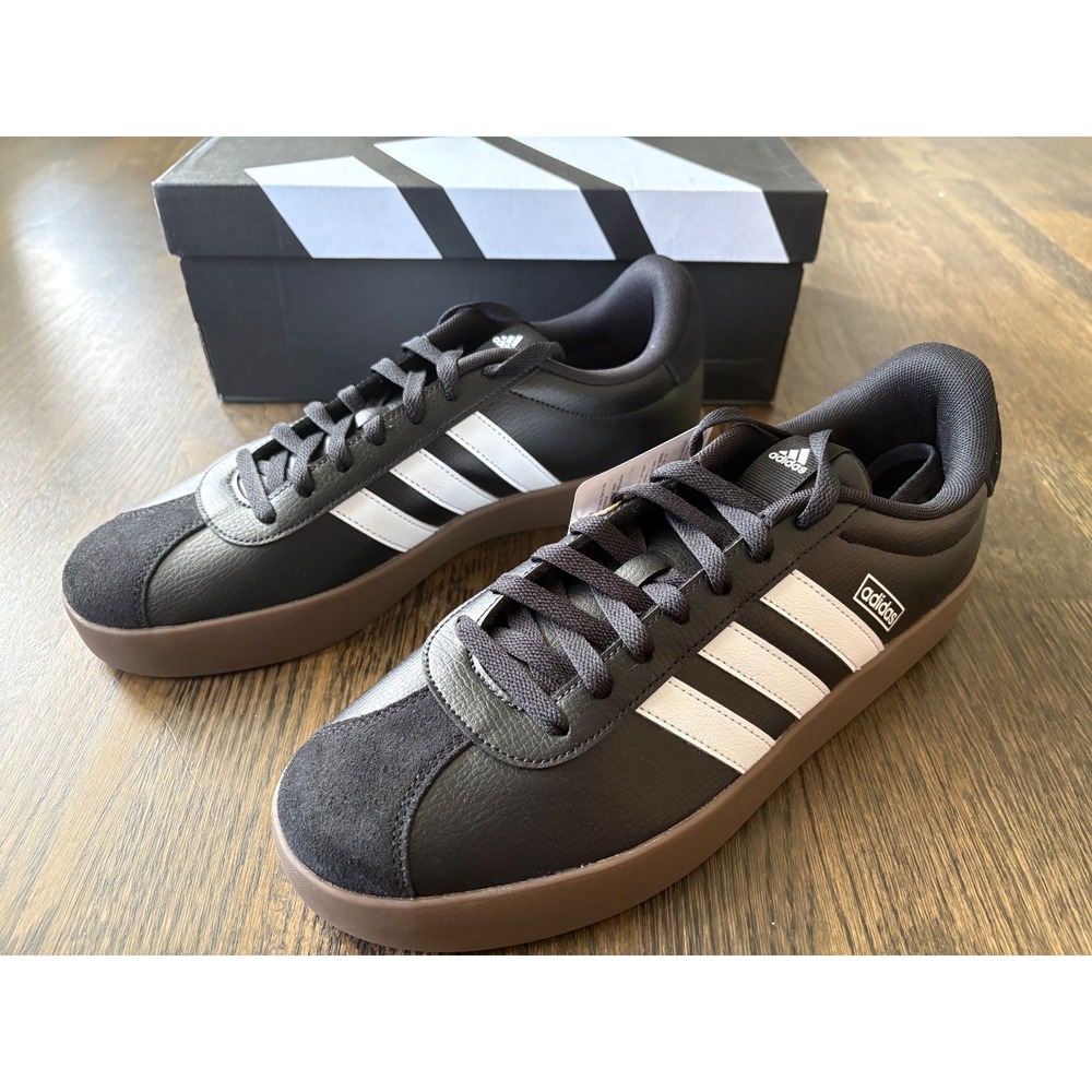 Adidas VL Court 3.0 Mens Sneakers Black White Gum ID6286 Size 10.5